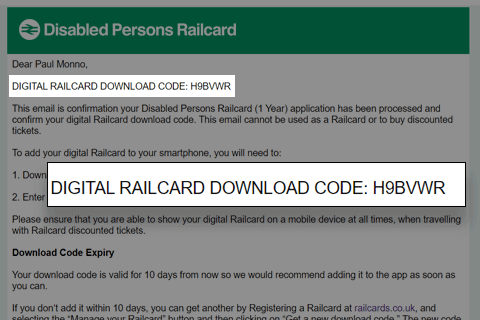 trip railcard download code