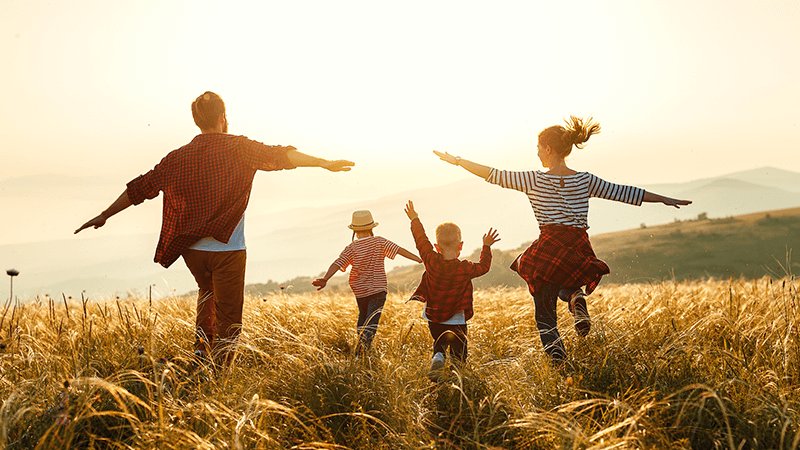 Family in the fields