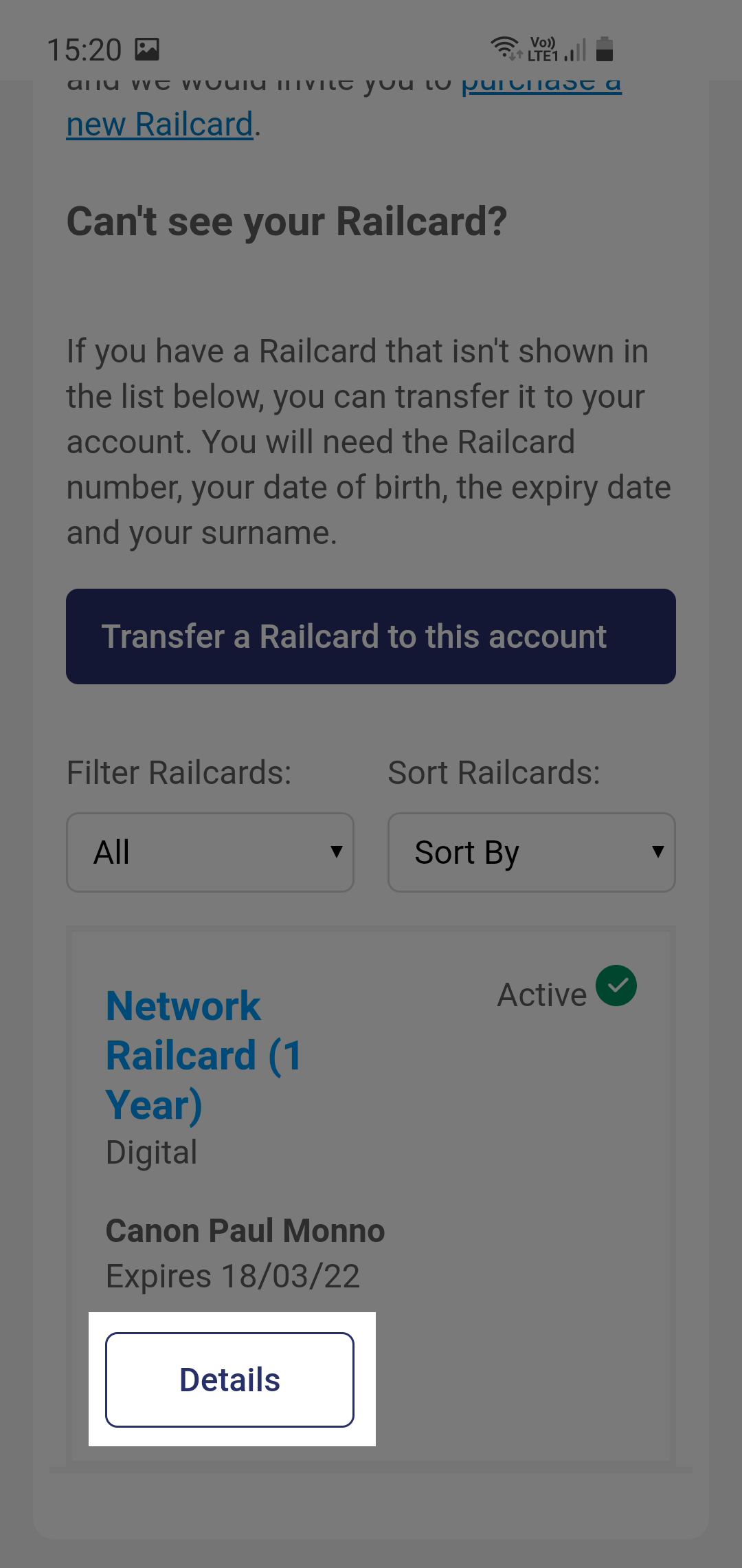 trainline how to add railcard